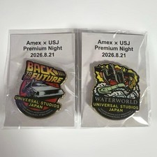 USJ Waterworld Back to the Future Pin Badge Set of 2 Not for Sale Japan picture