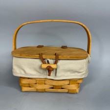 2003 Longaberger Basket Kiddie Purse Leather Hinges Kiddie Picnic picture