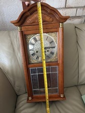 Vtg Wooden Wall Clock w/Pendulum and Key - 25 x 12 x6 picture