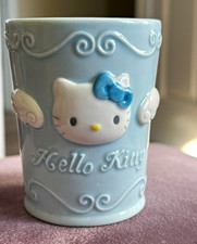  Rare 1999 Sanrio Hello Kitty Blue Angel Ceramic Cup Toothbrush Holder VintgeY2K picture