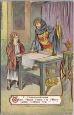 c1910s TEN COMMANDMENTS Embossed Postcard 