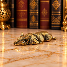 Mini Vintage Brass Corgi Dog Statue Ornament Animal CUTE GIFT Dog Pet Lovers picture