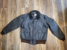 Vintage Named Top Gun Era G-1 Style Flight Jacket Brown Leather Bomber | Sz 46 picture