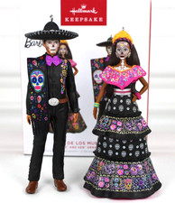 Hallmark Halloween Ken And Barbie Dia De Los Muertos Ornament Set Of 2 New 2022 picture
