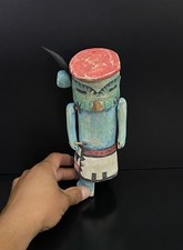 VTG Hopi Pueblo Native American Blue Multicolor Carved Cotton Wood Kachina Doll picture