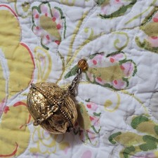 Vintage Compact Trinket Pill Perfume Nut Walnut Max Factor picture