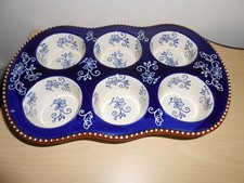 Temptations by Tara Blue Floral Lace  6-Hole Cupcake Muffin Pan  Rectangle Shape picture