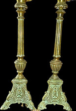 Antique c.1880 French Church Altar Candlesticks - Pair 26.5