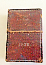 ANTIQUE 1836 LEATHER COVERED SMALL 3”x2”x 1/2 “ BOX Marked  