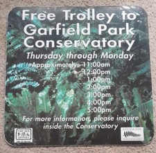 Chicago GARFIELD PARK CONSERVATORY 'Retired' Metal TROLLEY SIGN - Chgo Park Dist picture