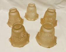 Vianne France Set 5 Matching Glass Shades G1512 Amber frosted 2 1/4