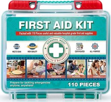 General Medi 110 Pieces Small First Aid Kit - HardCase First Aid Box - Contains  picture