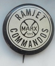 Vintage 1950s Ramjet Commandos Marx Toys Pinback Button  1