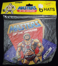 VTG 1983 MATTEL 6 HE MAN MASTERS OF THE UNIVERSE PARTY BIRTHDAY HATS NEW NIP r picture