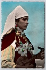 RPPC Beautiful Tangier Woman Colored Photo 1957 Toulon To RI Postcard B38 picture