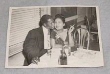 Vintage Photo Man Woman Kissing Smoking Cigarettes African American Nightclub picture