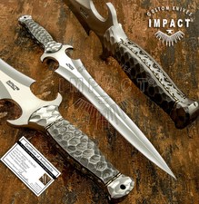 IMPACT CUTLERY RARE CUSTOM D2 FULL TANG DAGGER KNIFE DAMASCUS HANDLE picture