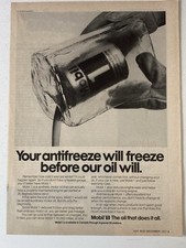 1977 Mobil 1 Motor Oil Print Ad Antifreeze Will Freeze Before Our Oil Will picture