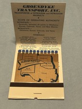 🔥🔥 Rare Full Giant Feature Matchbook -Groendyke Transport - Low Phone Number picture