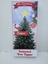 NEW Mr Christmas Santa's Biplane Illuminated Animated Star Tree Topper BELIEVE picture