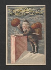c1880's Atmore's Mince Meat Trade Card - Early Santa Claus in Green Suit picture