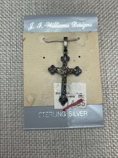 VTG  Sterling Silver J. J. Williams Catholic 3D Cross Pendant Signed NOS picture
