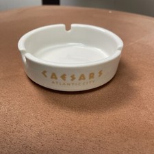 White Vintage glass Ceasar's casino Ashtray picture