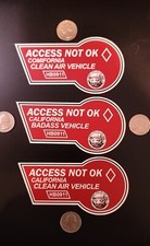 FUNNY CALIFORNIA HOV CARPOOL CLEAN AIR VEHICLE STICKERS (CUSTOM TEXT) 2pcs picture