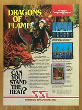 AD&D Dragons of Flame IBM PC Amiga 1989 Vintage Print Ad/Poster Official Art picture