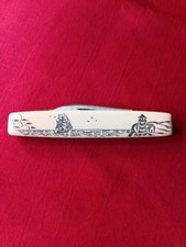 Vintage Case XX 278 Folding Pen Knife 1978 2 Dot Scrimshaw Lighthouse Tested  picture