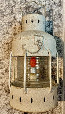 Vintage Railroad Lantern Electric Red Signal Light Clear Glass Globe Industrial picture