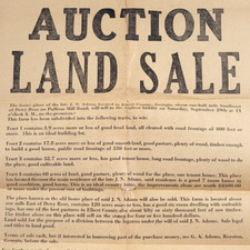 c.1900 Farm Auction Land Sale Flyer Broadside Elbert Co. Royston GA JN Adams picture