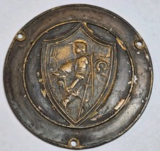 Rare Vintage Gustave Fox Yellow Knight Radiator Badge Emblem Car Truck picture
