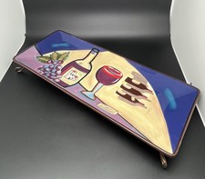 Wine Motif Large Platter SAMPLE OOAK VTG Clay Art S. San Fran-Read Description picture