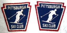 Vintage Embroidered Pittsburgh Pennsylvania Ski Club Keystone Fabric Patches (2) picture