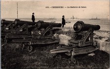 Cherbourg La Batterie de Salut WWI Era French Coastal Defense Postcard picture