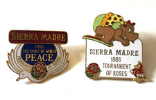 Sierra Madre Tournament of Roses Lapel Pins Lot of 2 Dove Peace Dog Vtg 1985 86 picture