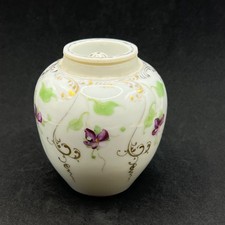 Hand Painted Floral Porcelain Trinket Box Lidded Violet Flower Vanity Jar Urn picture