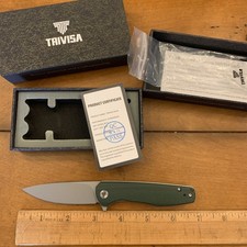 Beautiful Mid Sized Trivista Hummingbird 14c28n Steel Green Micarta EDC picture