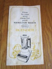 Vtg Hamilton Beach Scovill Blender Instruction Sheet ONLY How to Use & Care ONLY picture