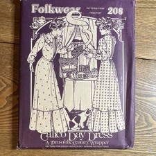 Folkwear 208 Calico Day Dress Turn-of-the-Century Wrapper Sewing Pattern S-L picture