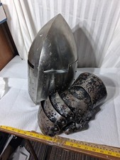 Vintage bascinet barbuta Iron Fist & Helmet Knight Military Reenantment  Armor  picture