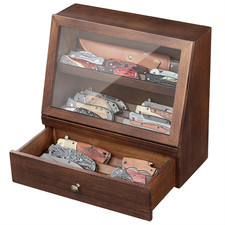 Pocket Knife Display Case for 22–30 Folding Knives, Drawer with Removable Displa picture