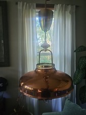 VTG 1950s-60s Progress Lighting Copper Pendant Light Pierced Brass Gallery MCM picture