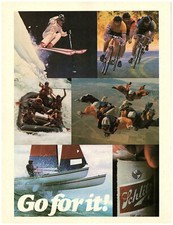 1980 Schlitz Beer Print Ad, Go For It Outdoor Sports Sky Dive Ski Rafting Boat picture