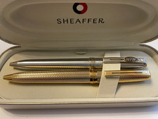 Vintage Sheaffer Pen Set – Prelude Brushed Chrome & Gold Barleycorn picture