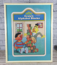 Bert And Ernie's Alphabet Blocks 1982 Sesame Street Vintage Mounted Poster picture
