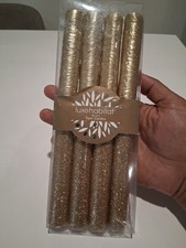 NEW Luxe Habitat Gold Glitter Taper Candles 4 Pack Elegant Holiday Table Decor picture