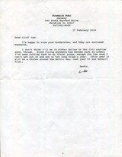 Frederik Pohl Sci Fi Science Fiction Author Writer Signed Autograph Letter picture