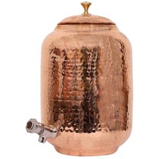 Handmade Pure Copper Water Dispenser Storage Pot Tank Hammered Home Usage 16 Ltr picture